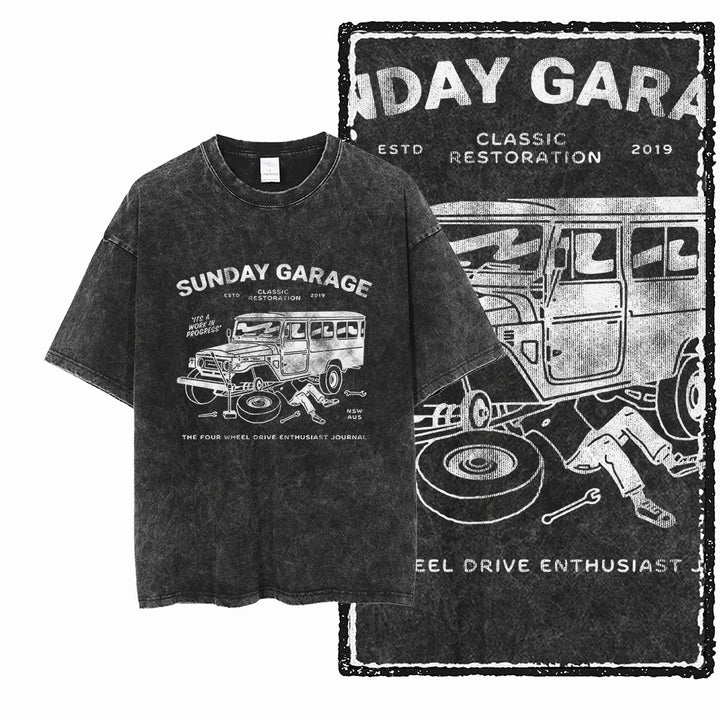 VAN LIFE Vintage Acid Washed Graphic T-Shirts