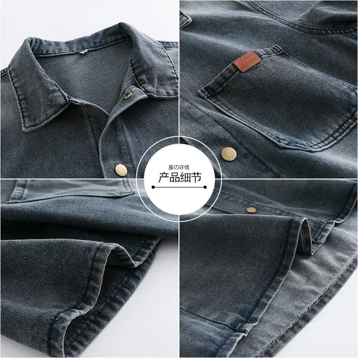Solid Denim Short-Sleeve Shirt