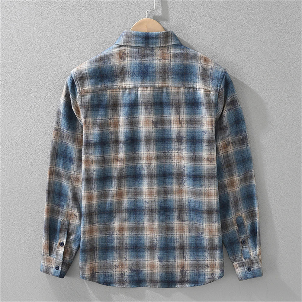 Long Sleeve Plaid Shirt-Loose Fit