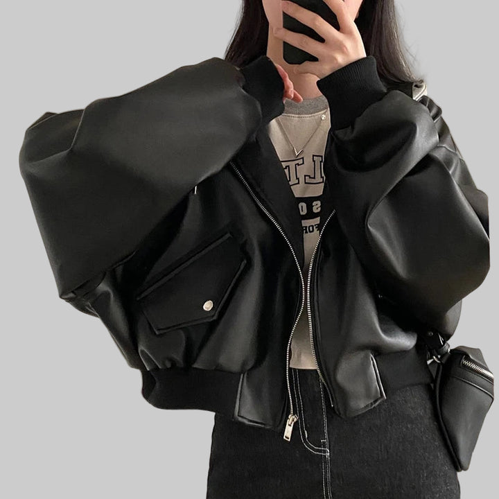 American Patchwork PU Leather Jacket