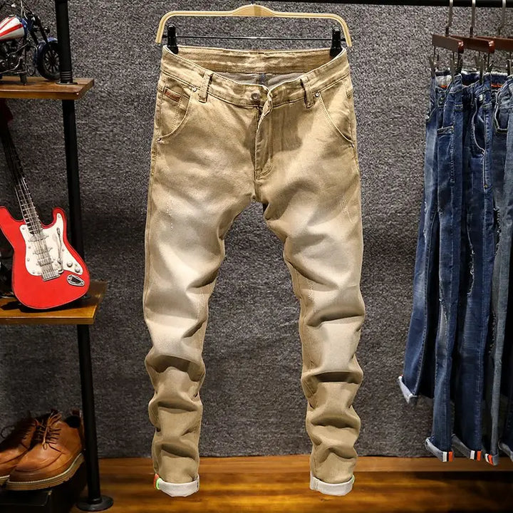 American Style Slim-Fit Ripped Cotton Straight Jeans