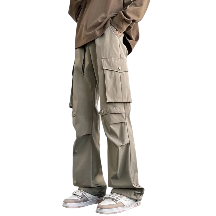 High-Waisted Elastic Cargo Pants