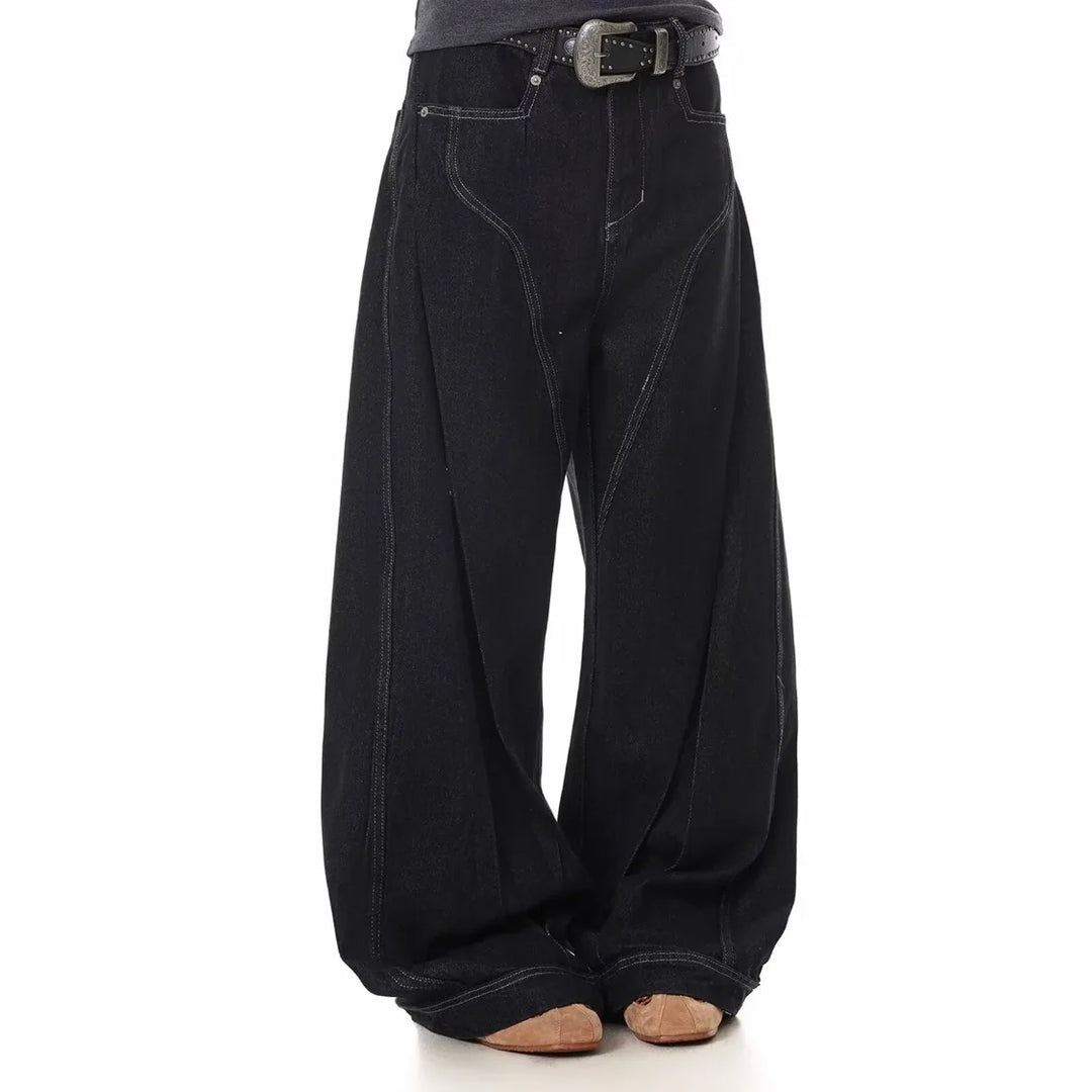 Trendy Vintage-Inspired Women's Deconstructed Wide Leg Jeans