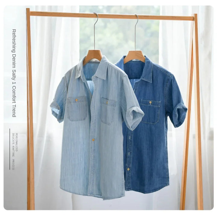 Lightweight Short-Sleeve Denim Shirt