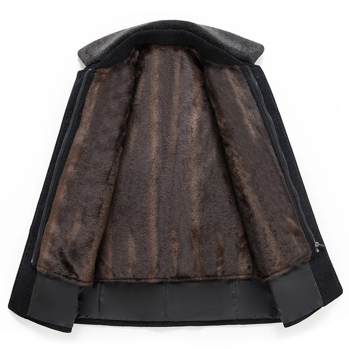 Premium Woolen detachable fur collar Trench Coat