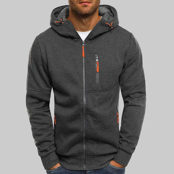Zipper Pocket Jacquard Hoodie