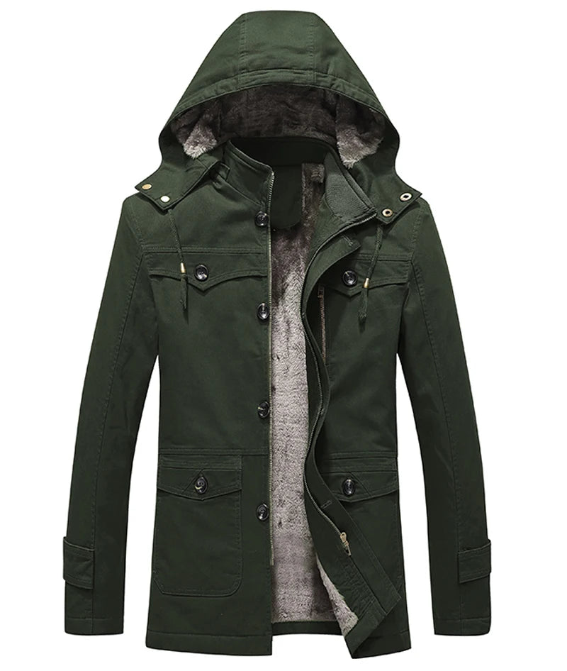 Thick Cotton Padded Multi-Pocket Military Cargo Parka