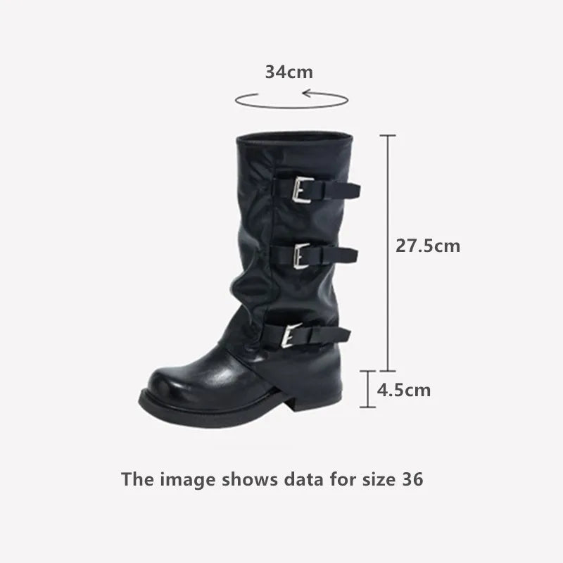 Square Toe Pleated Western Cowboy Boots