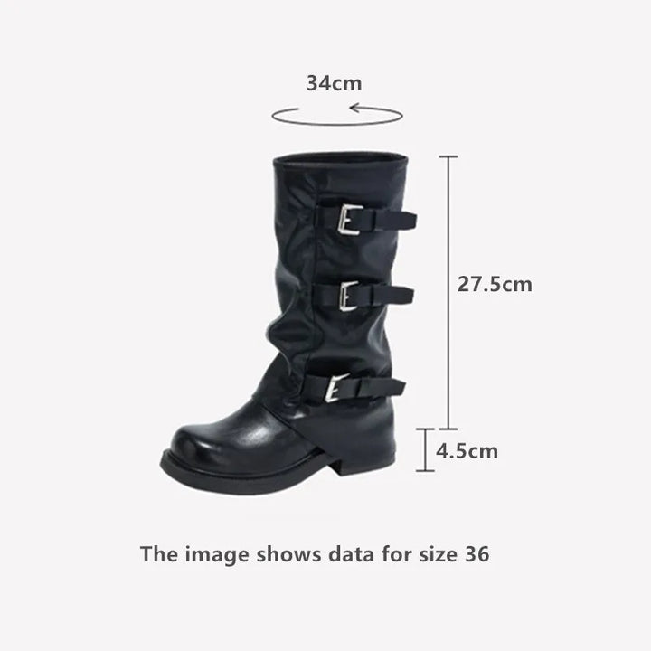 Square Toe Pleated Western Cowboy Boots
