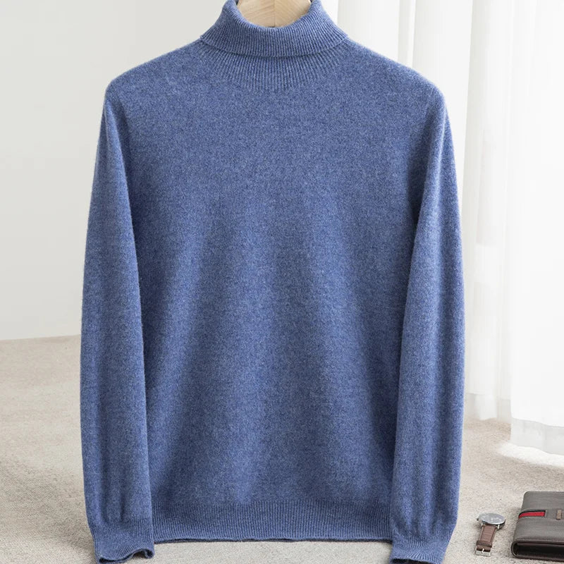 100% Merino Wool Turtleneck Pullover Sweater