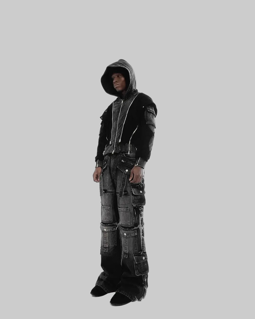 Gothic Harajuku Y2K Washed Multi-Pocket Jeans