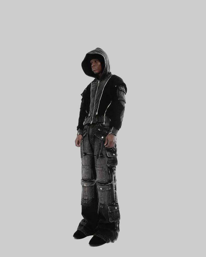 Gothic Harajuku Y2K Washed Multi-Pocket Jeans