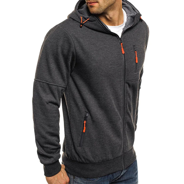 Zipper Pocket Jacquard Hoodie