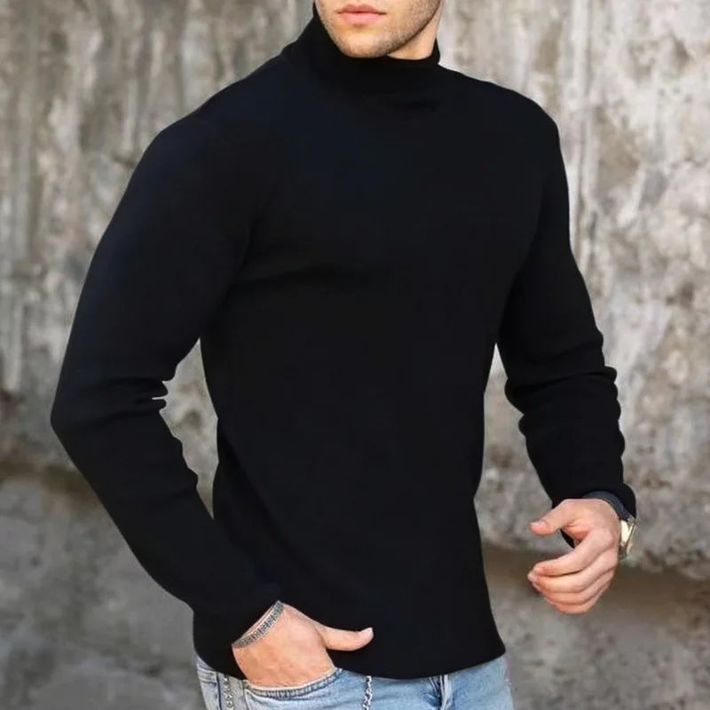 Casual Slim Fit High Collar Turtleneck Pullover