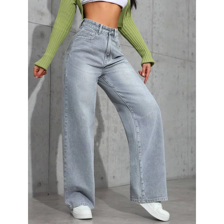 High-Waisted Straight Leg Jeans