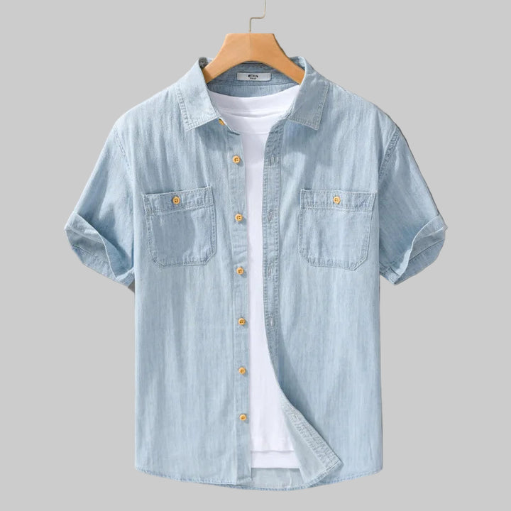 Lightweight Short-Sleeve Denim Shirt