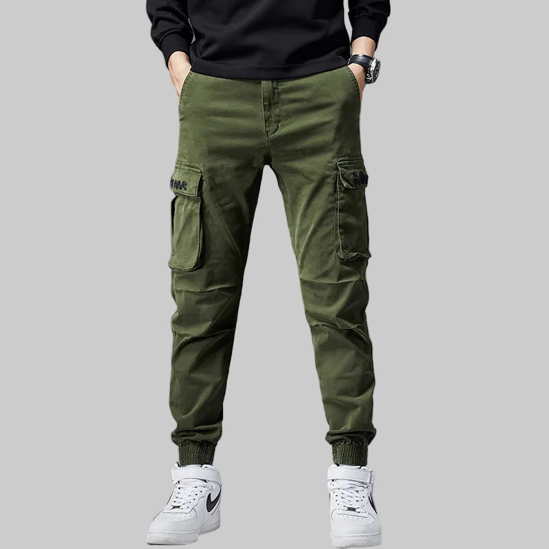 Slim Fit Elastic Waist Cargo Jeans
