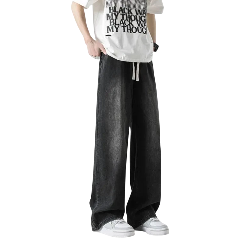 Lightweight Loose Fit Straight Leg Distressed Denim Jeans