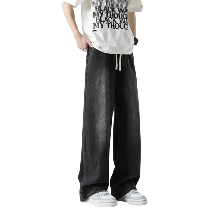 Lightweight Loose Fit Straight Leg Distressed Denim Jeans