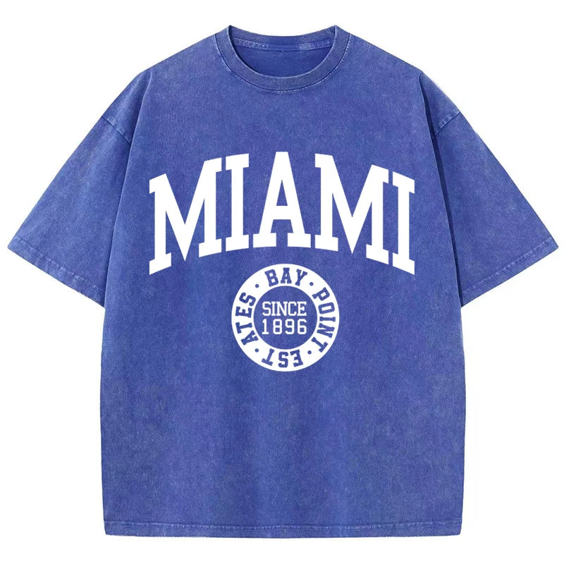 Miami Print Unisex Washed Cotton T-Shirt