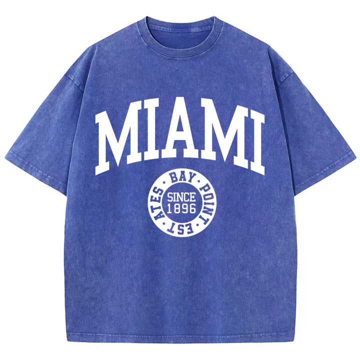 Miami Print Unisex Washed Cotton T-Shirt