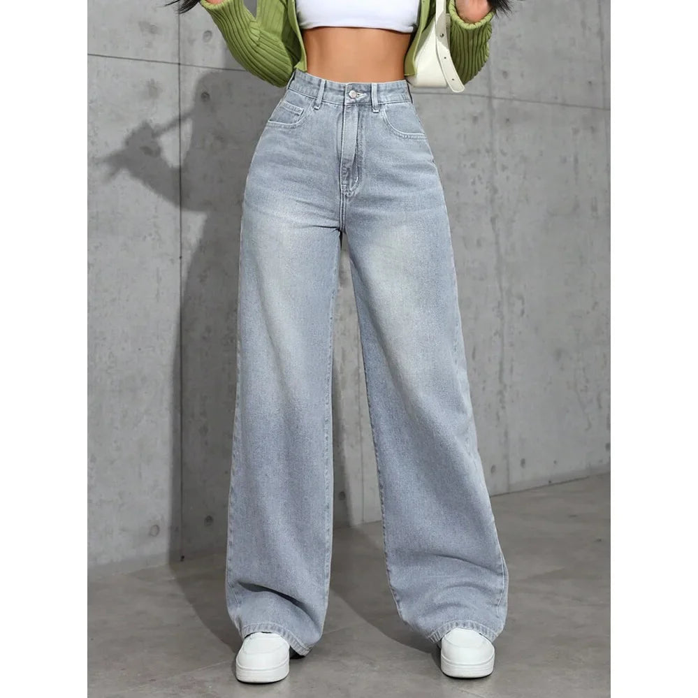 High-Waisted Straight Leg Jeans