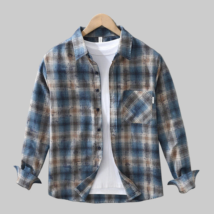 Long Sleeve Plaid Shirt-Loose Fit