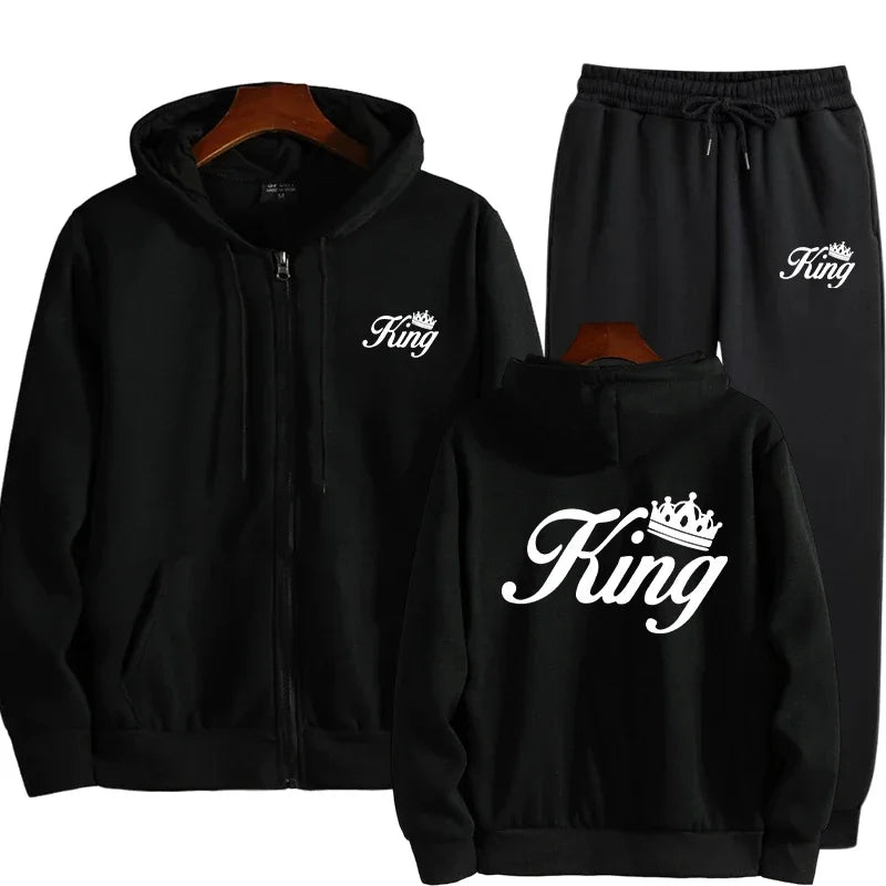 Unisex Crown King Queen Printed Sports Set