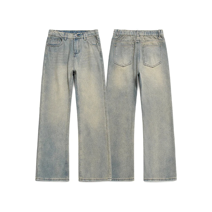 American Retro Blue Washed Loose Jeans