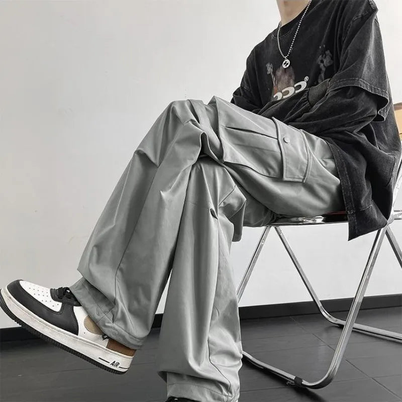 High-Waisted Elastic Cargo Pants