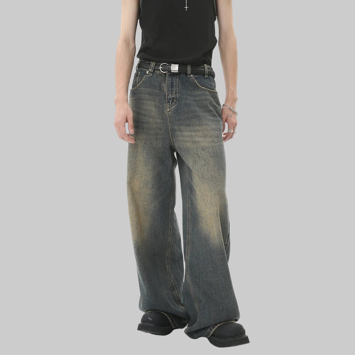 Vintage Wash Baggy Wide Leg Jeans