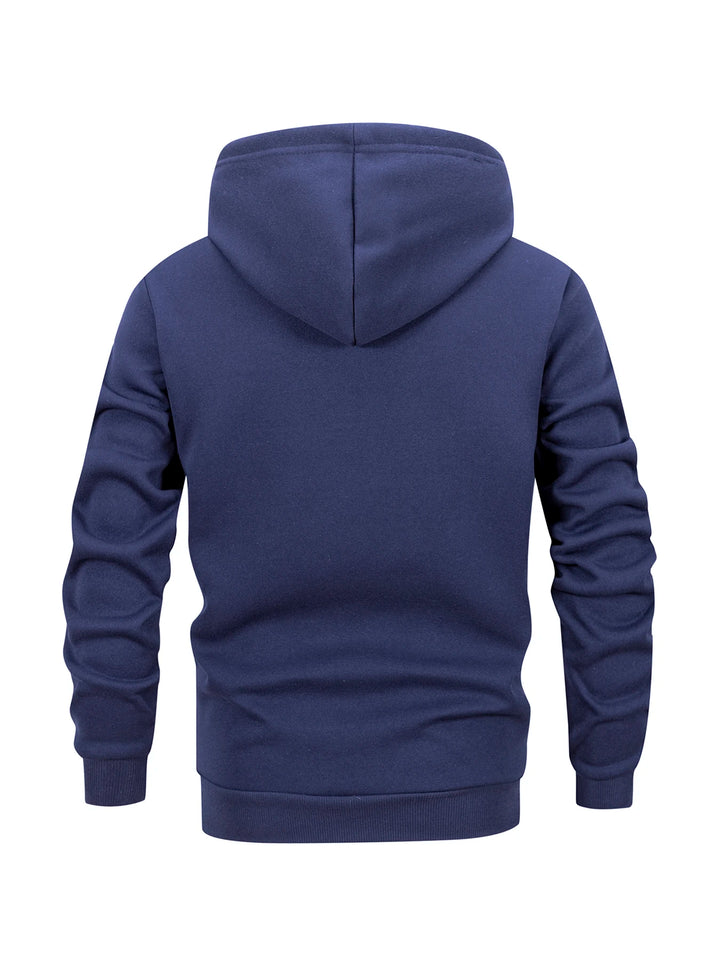 Casual Zip Hooded Solid Color Sweatshirt