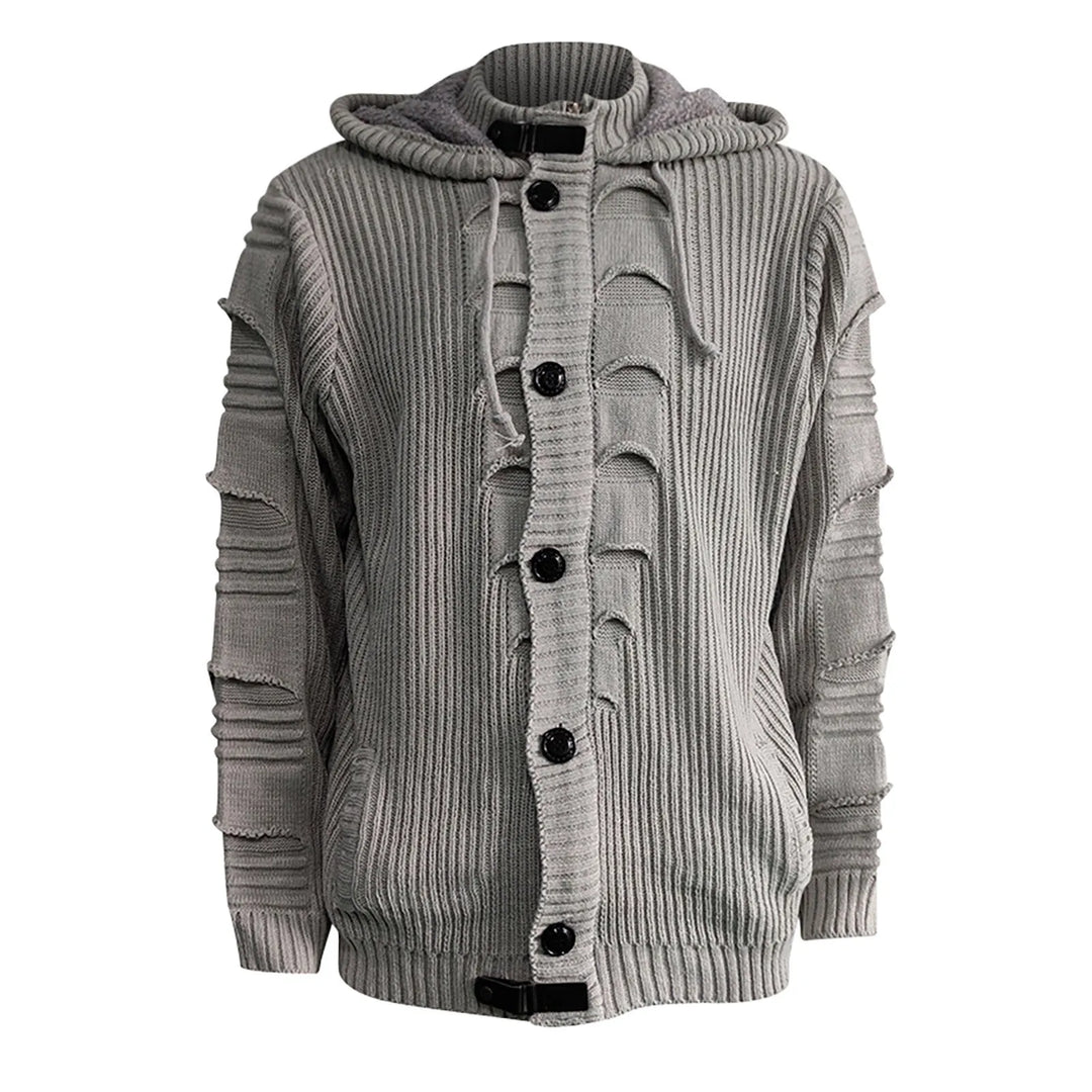 Hooded Knitted Long Sleeve Cardigan Sweater