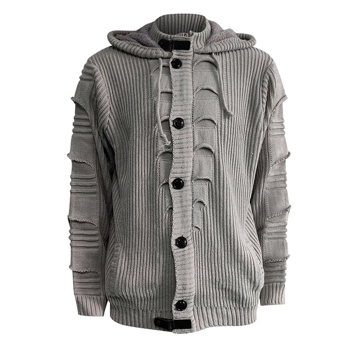 Hooded Knitted Long Sleeve Cardigan Sweater