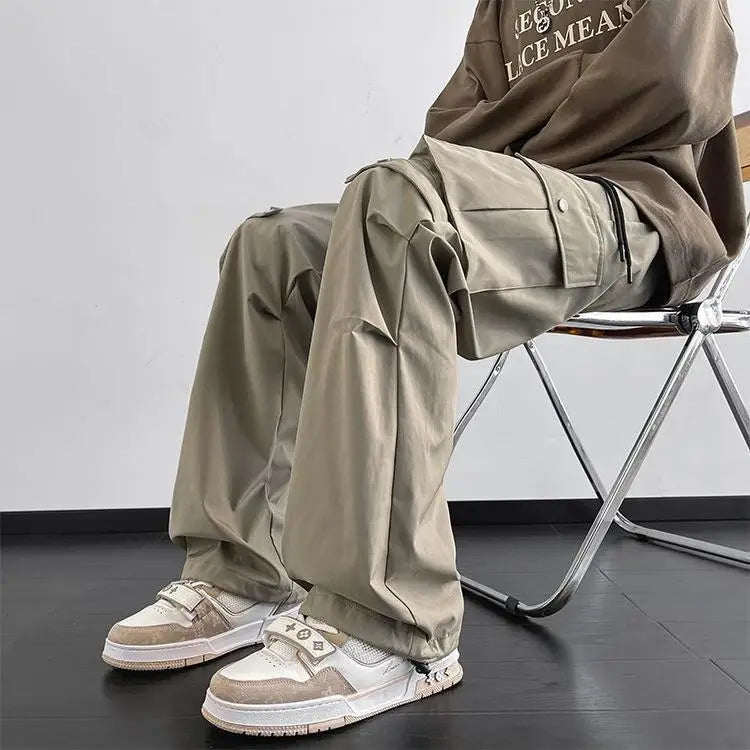 High-Waisted Elastic Cargo Pants