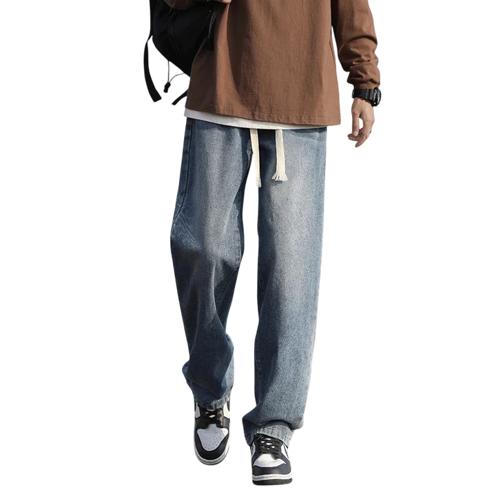 Retro Aged Men’s Loose Straight-Leg Jeans