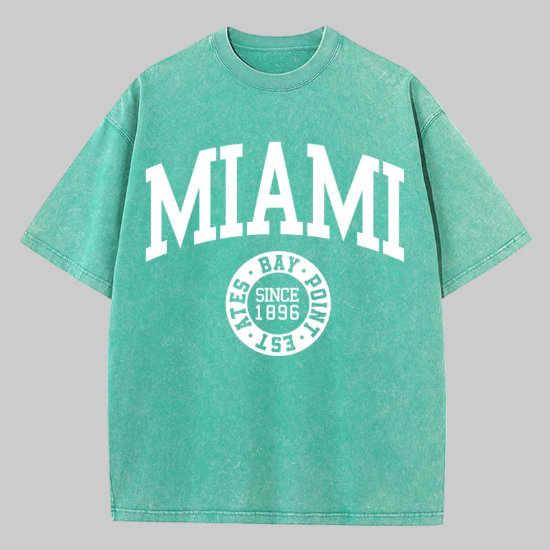 Miami Print Unisex Washed Cotton T-Shirt