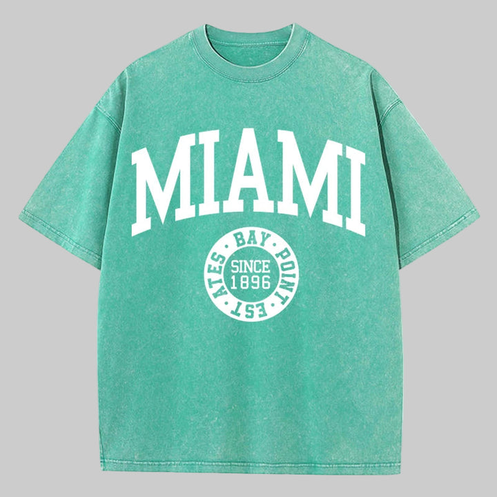 Miami Print Unisex Washed Cotton T-Shirt