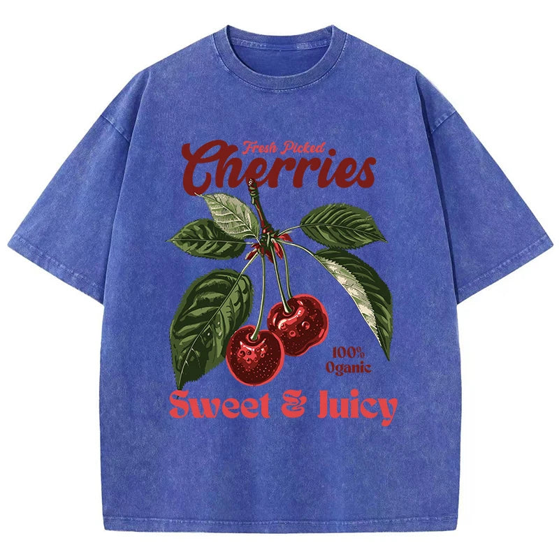 Freshly Picked Cherries Oversized Cotton-Washed Tees