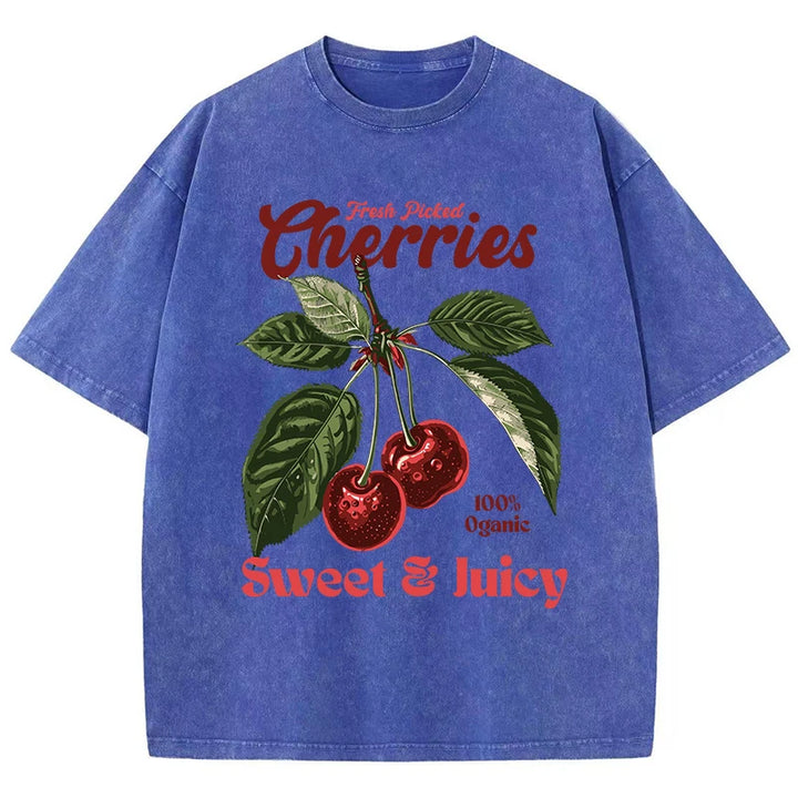 Freshly Picked Cherries Oversized Cotton-Washed Tees