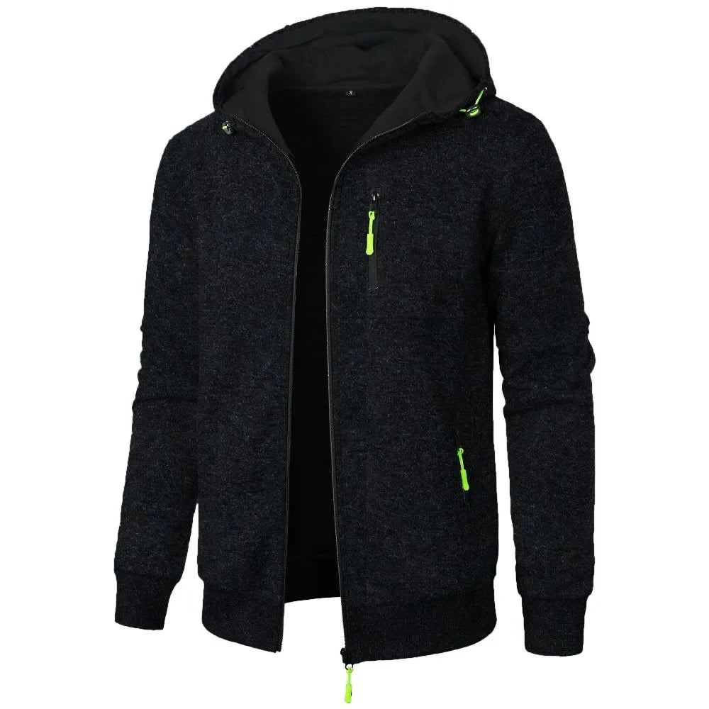 Zipper Pocket Jacquard Slim Fit Hoodie