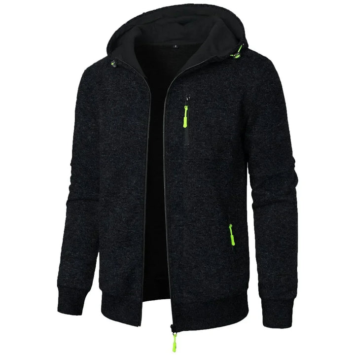 Zipper Pocket Jacquard Slim Fit Hoodie