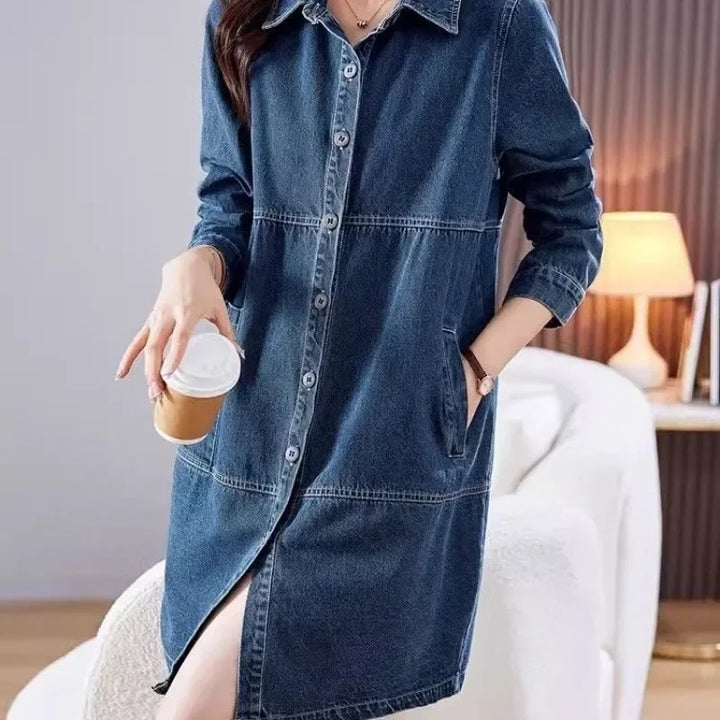 Loose and Casual Mid-Length Denim Coat