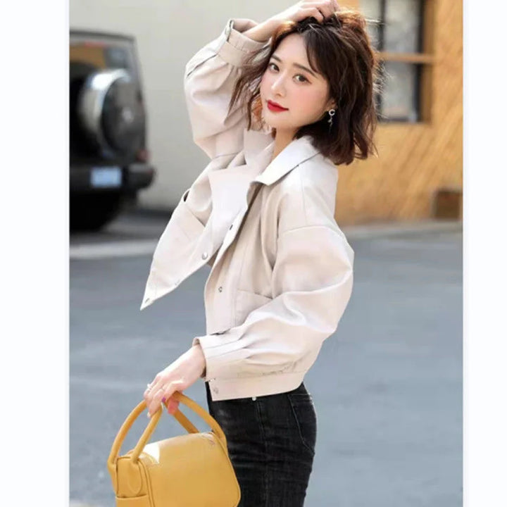 Short PU Leather Motorcycle Jacket