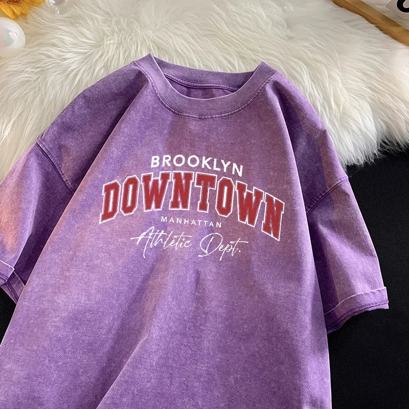 Vintage Washed Brooklyn Downtown Letter T-Shirt