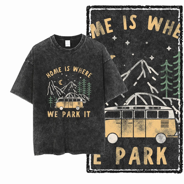 VAN LIFE Vintage Acid Washed Graphic T-Shirts