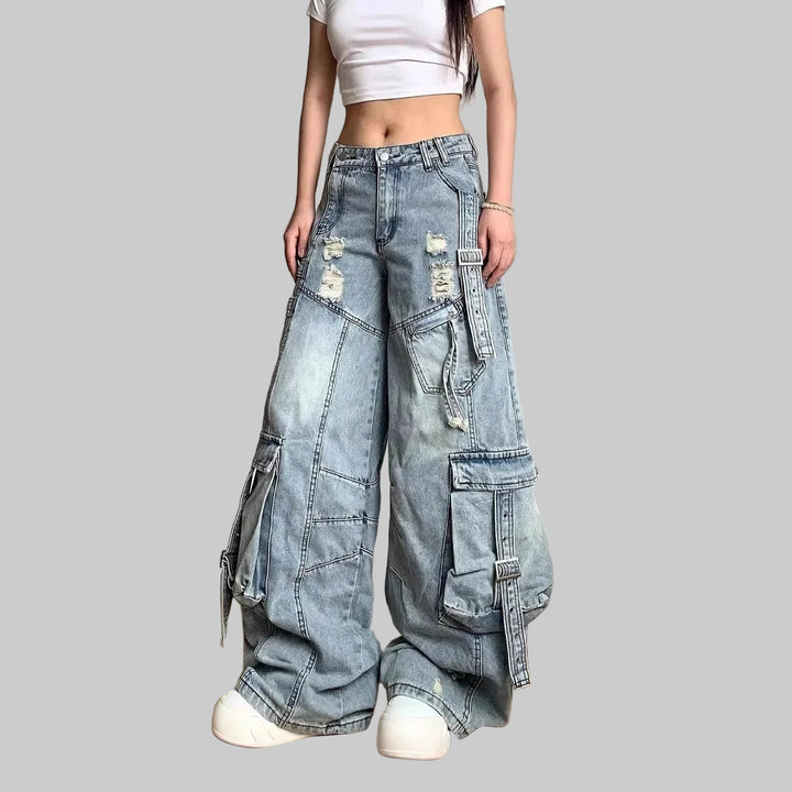 Heavy Faded Multi-pocketed American jeans