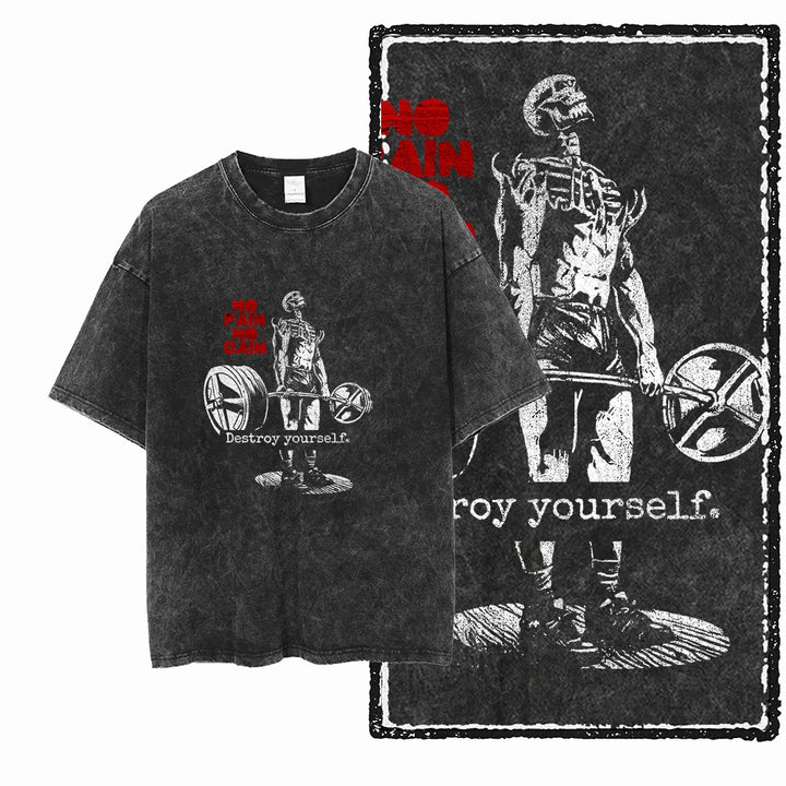 Skull Graphic Acid Washed Tees