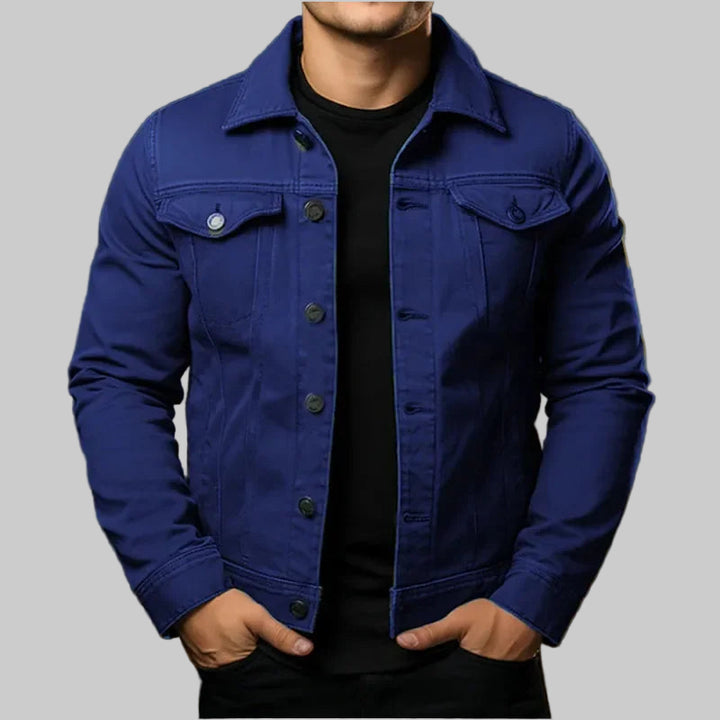 Casual Solid Color Turn-Down Collar Denim Jacket