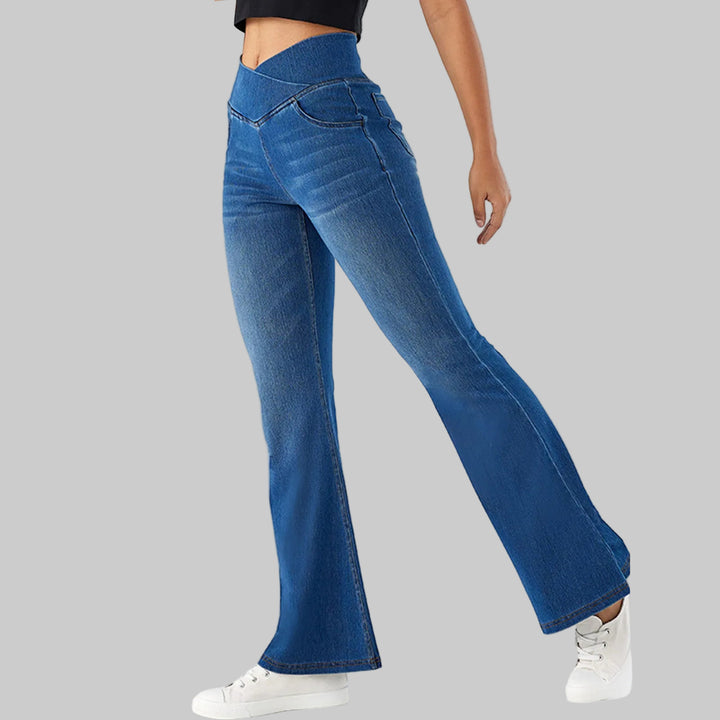 Stretch Denim Flared Denim Jeans